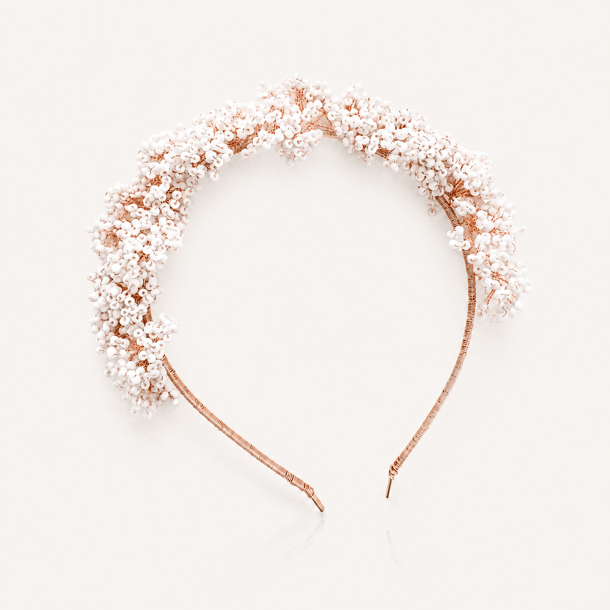 Handmade Boho Bridal Headpiece | White Seed Bead Wedding Hair Accessory