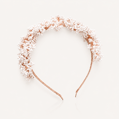 Handmade Boho Bridal Headpiece | White Seed Bead Wedding Hair Accessory