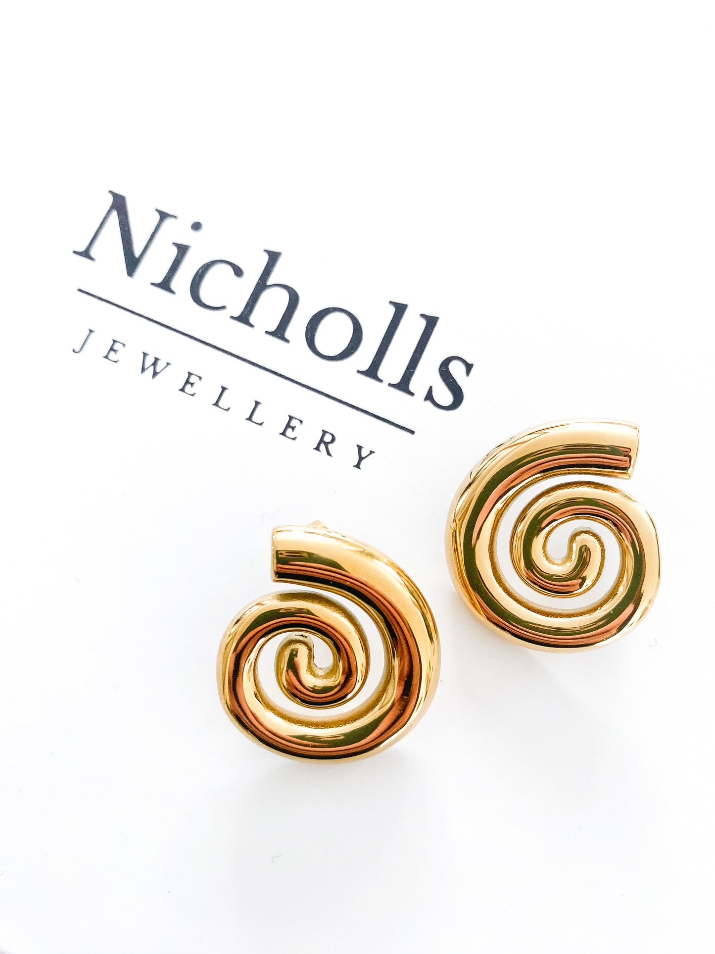 Spiral Gold Statement Earrings