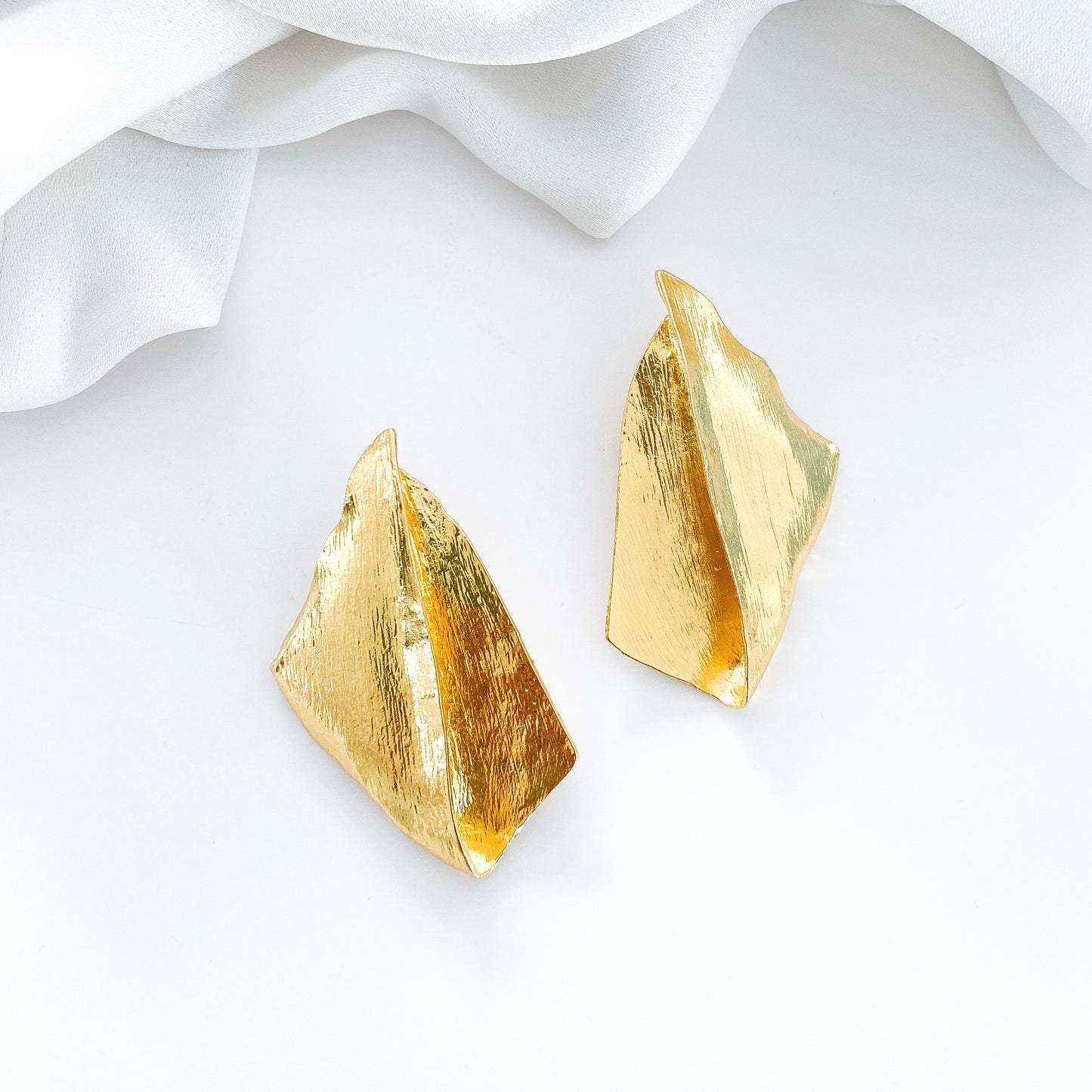 Statement Folded Geometric Gold Earrings