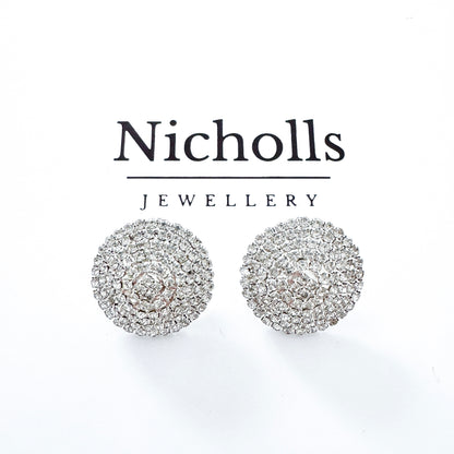 Rhinestone Crystal Sparkly Stud Earrings – Round Party & Bridal Statement Jewellery
