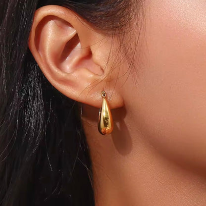 Gold Teardrop Hoop Earrings | Stainless Steel Everyday Earrings