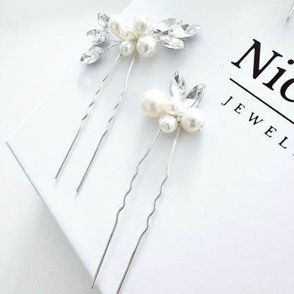 Pearl & Crystal Bridal Hair Comb with Matching Pins – Wedding Hair Accessory