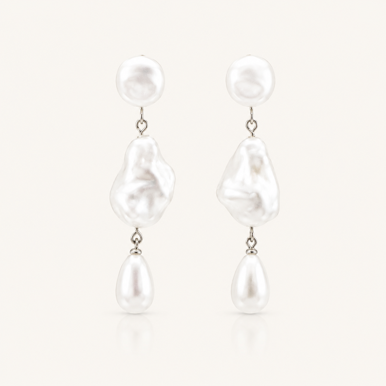 Imitation Pearl Silver Cloud Dreamer Statement Earrings