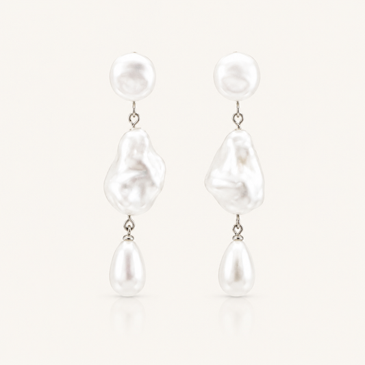 Imitation Pearl Silver Cloud Dreamer Statement Earrings