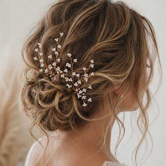 Seed Bead Bridal Hair Pins – Delicate Boho Wedding Hair Accessories (Set of 2)