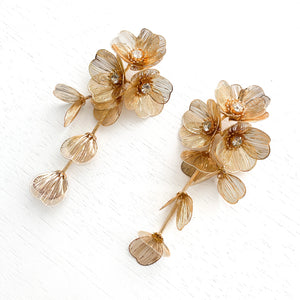 Waterfall Statement Gold Flower Earrings