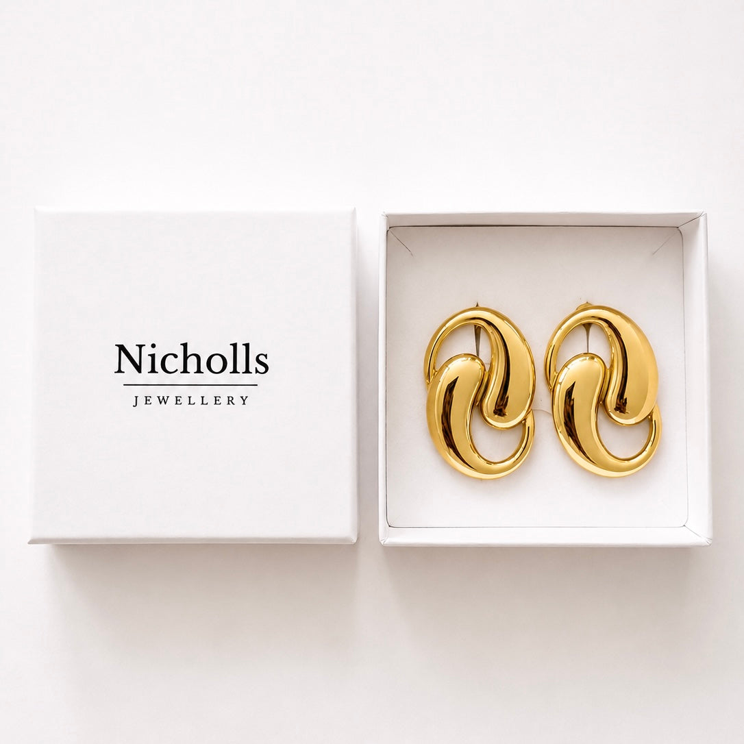 Sculptural Gold Statement Earrings | Waterproof 18k Gold PVD Earrings