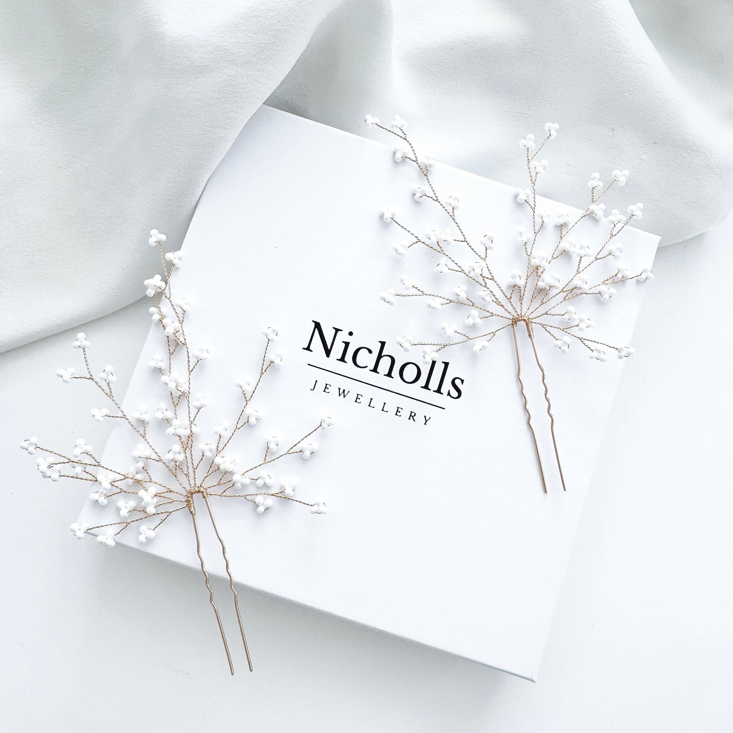 Seed Bead Bridal Hair Pins – Delicate Boho Wedding Hair Accessories (Set of 2)