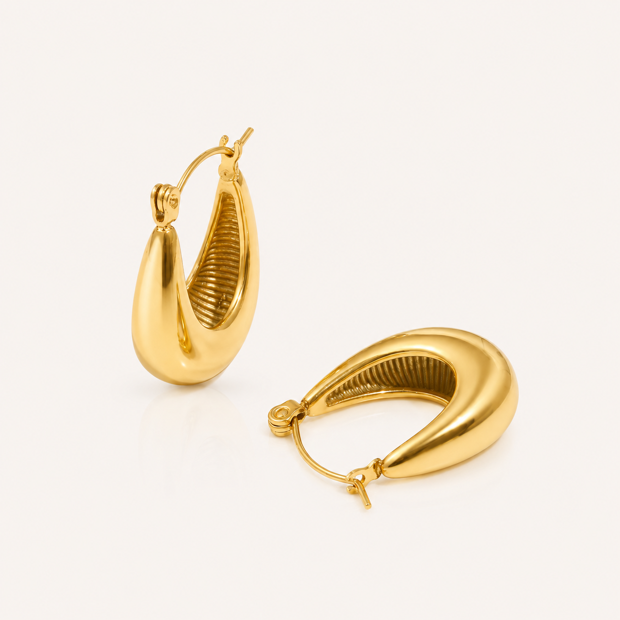 Gold Teardrop Hoop Earrings | Stainless Steel Everyday Earrings
