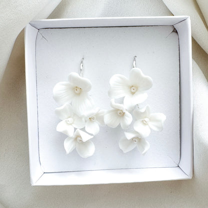 Porcelain Flower Hook Bridal Earrings