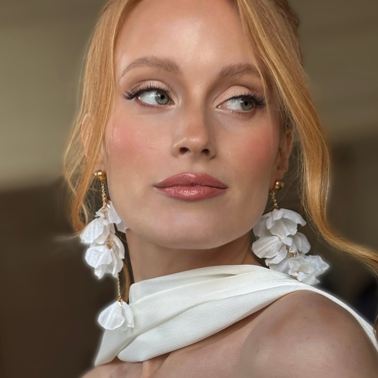White Fresh Soft Petal Flower Earrings