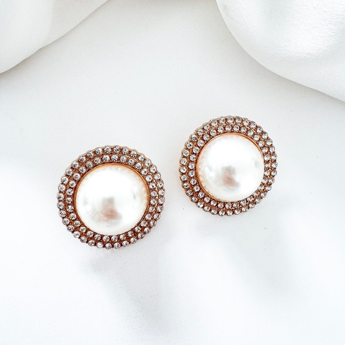 Pearl Gold Statement Stud Earrings | Bridal, Prom & Occasion Earrings