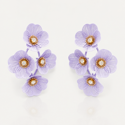 Large Statement Lilac Flower Earrings