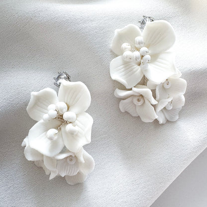 Marigold Cluster Porcelain Flower Earrings