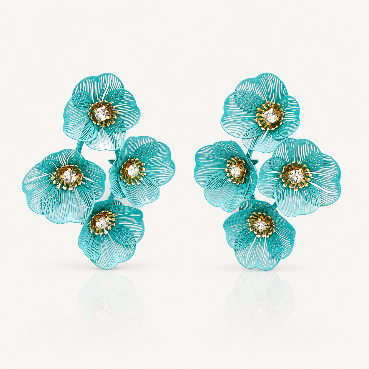 Large Statement Green Flower Earrings