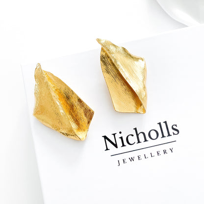 Statement Folded Geometric Gold Earrings