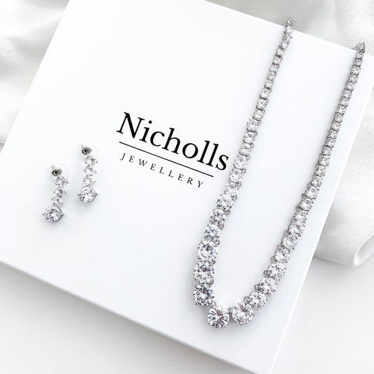 Timeless Round Crystal Necklace and Earring Set