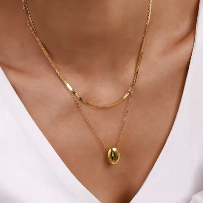 Golden Horizon Layered Oval Necklace