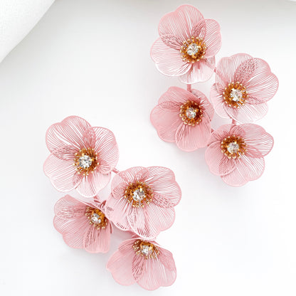 Large Statement Oh Baby Pink Flower Earrings