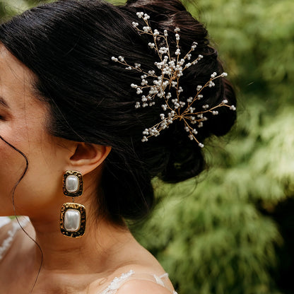 Seed Bead Bridal Hair Pins – Delicate Boho Wedding Hair Accessories (Set of 2)