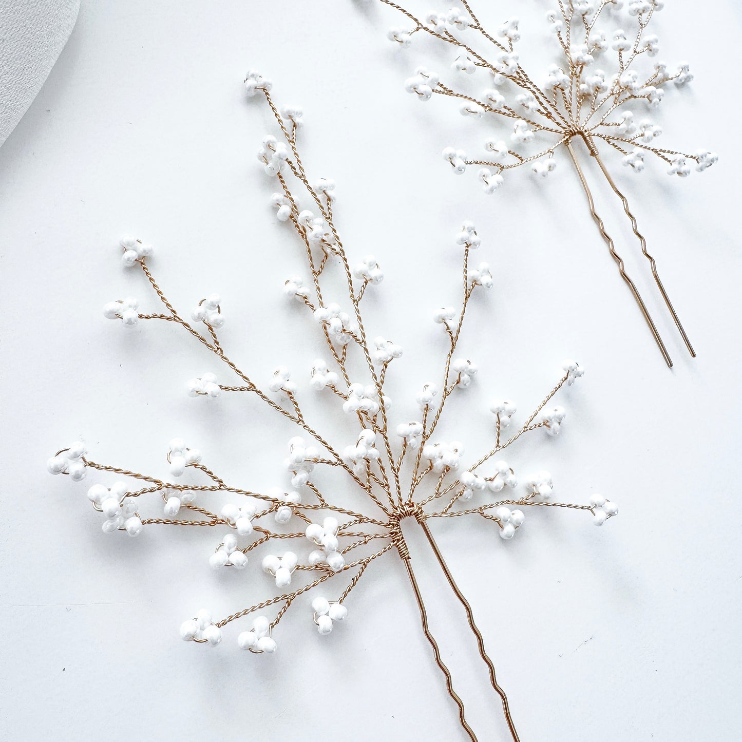 Seed Bead Bridal Hair Pins – Delicate Boho Wedding Hair Accessories (Set of 2)