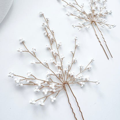 Seed Bead Bridal Hair Pins – Delicate Boho Wedding Hair Accessories (Set of 2)