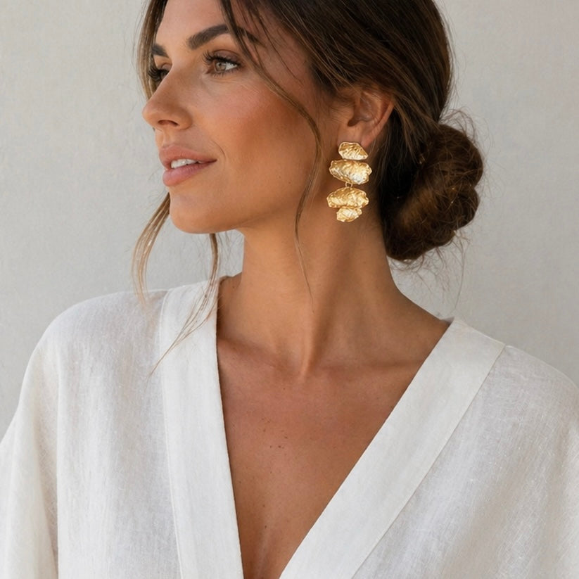 Geometric Gold Flake Earrings