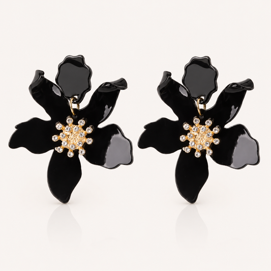 Romantic Black Flower Earrings