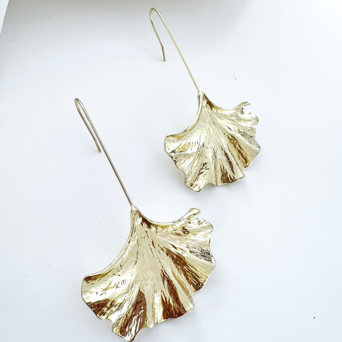 Drop Fan Gold Leaf Earrings
