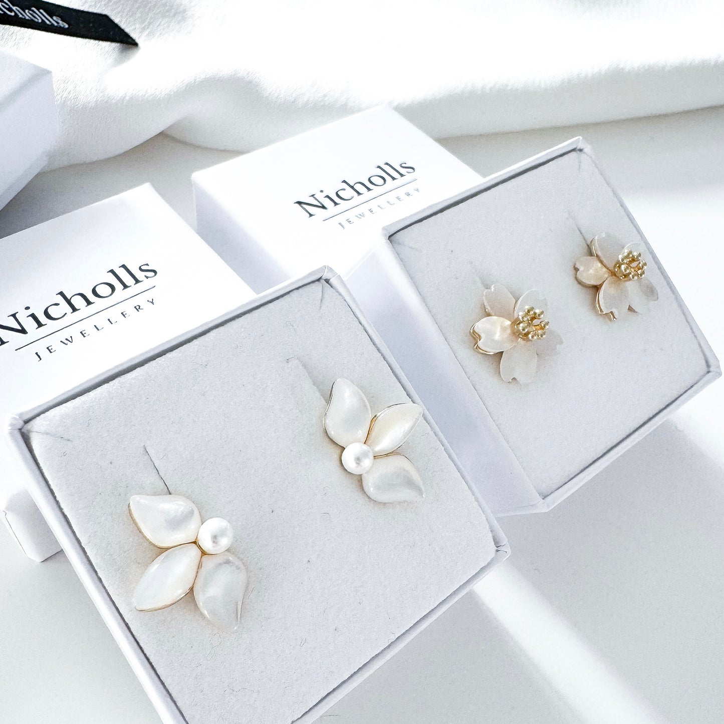 Romantic Three Petal Dainty Flower Studs