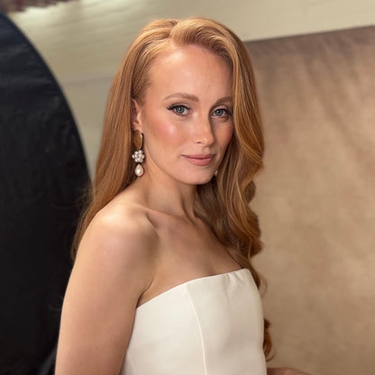 Brushed Gold Oval Cluster Ball and Chunky Pearl Statement Earrings