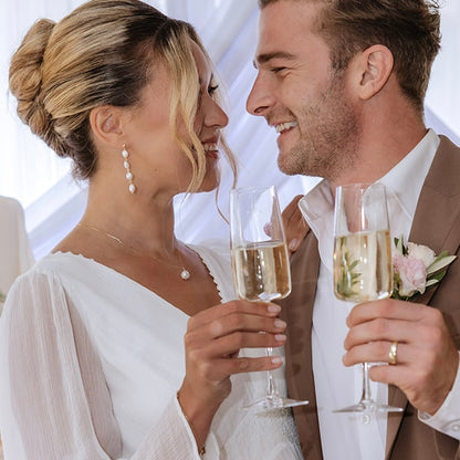 14k Gold Plated, Freshwater Pearl Drop Earrings – Gold Dainty Bridal & Christmas Jewellery | Elegant Handmade Gift for Her