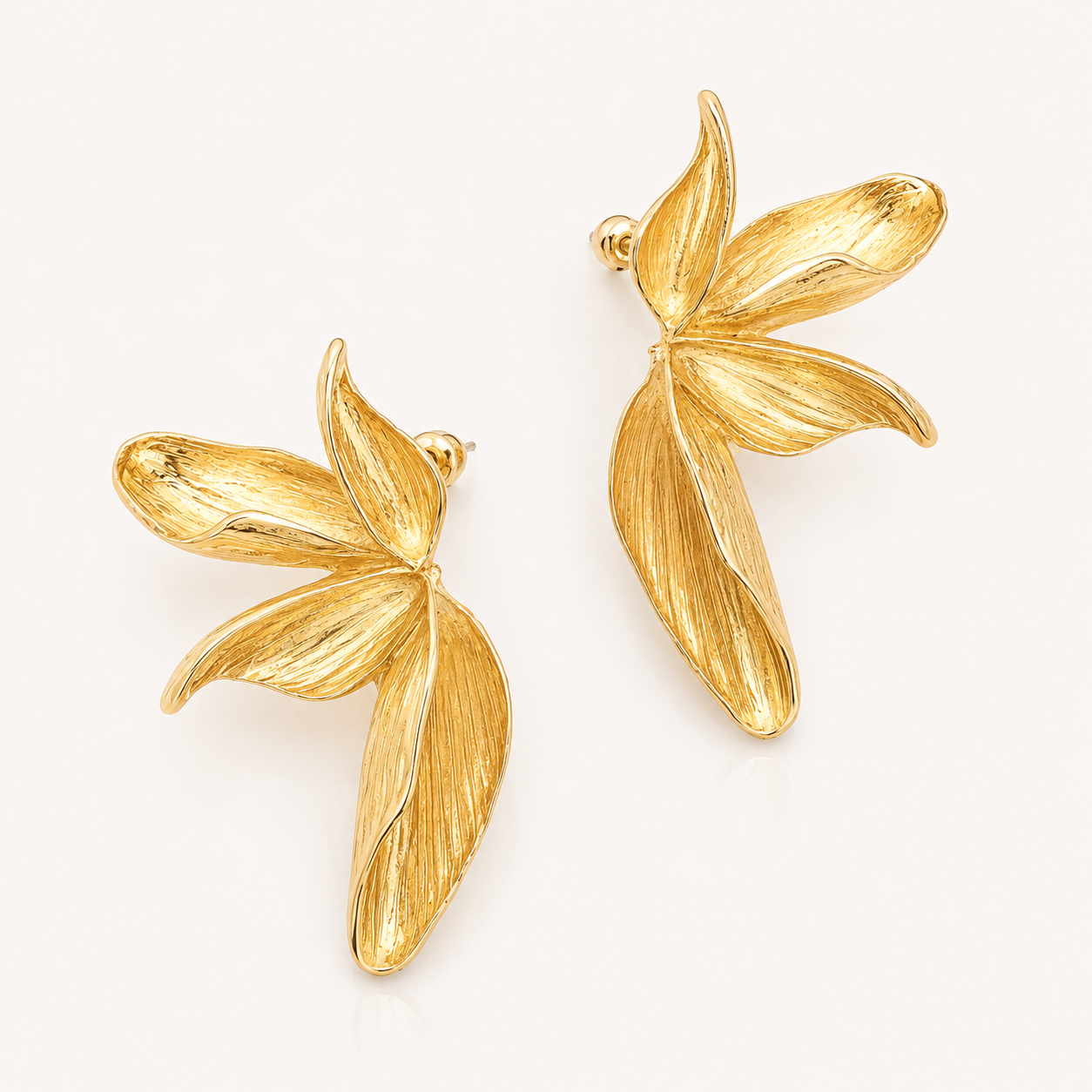 Gold Petal Statement Earrings – Bird of Paradise Inspired Summer Earrings