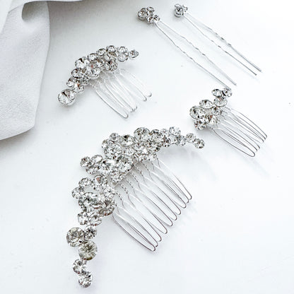 Bridal Rhinestone Hair Comb & Pins Set – Glamorous Wedding Hair Accessories
