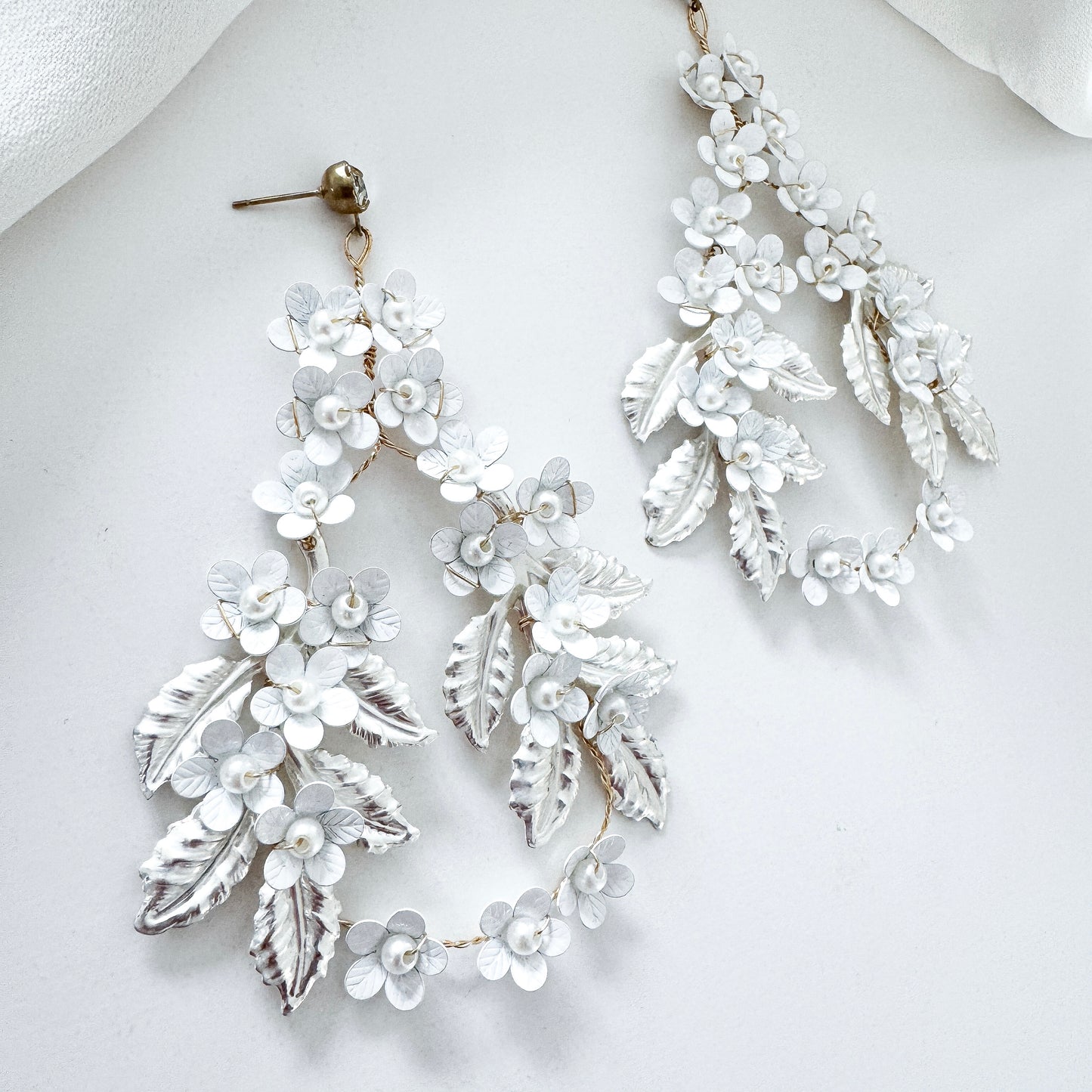 Petite Flower Floral Statement Hoop Earrings | Contemporary Bridal Earrings