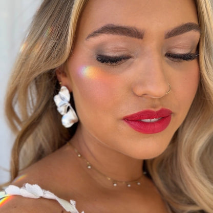 Smaller Silver Iris Petal Flower Earrings - Holiday, Christmas & Party Jewellery