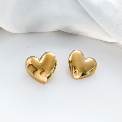 Statement Bold Gold Heart Earrings