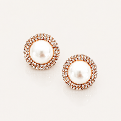 Pearl Gold Statement Stud Earrings | Bridal, Prom & Occasion Earrings