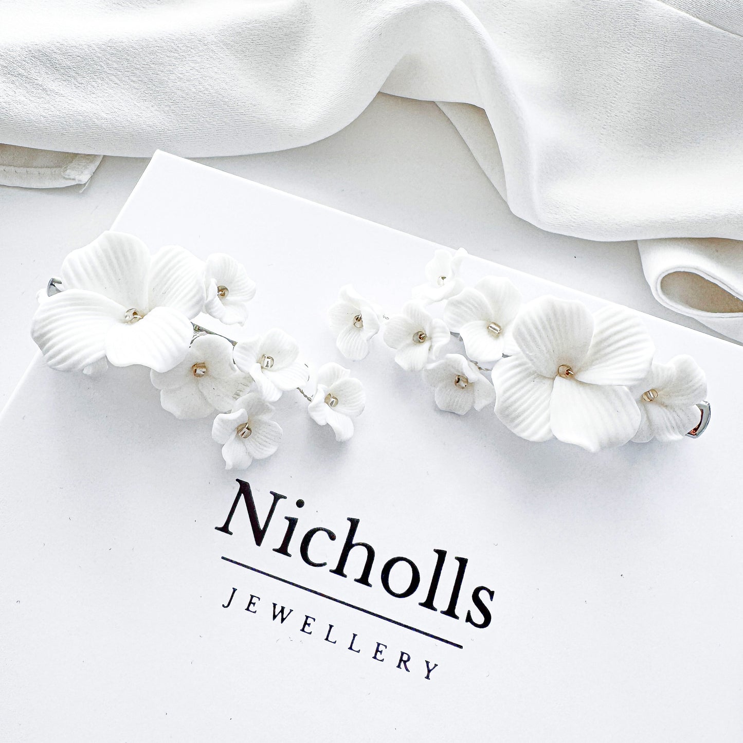 Porcelain Bouquet Flower Wedding Bridal Hair Clips x 2