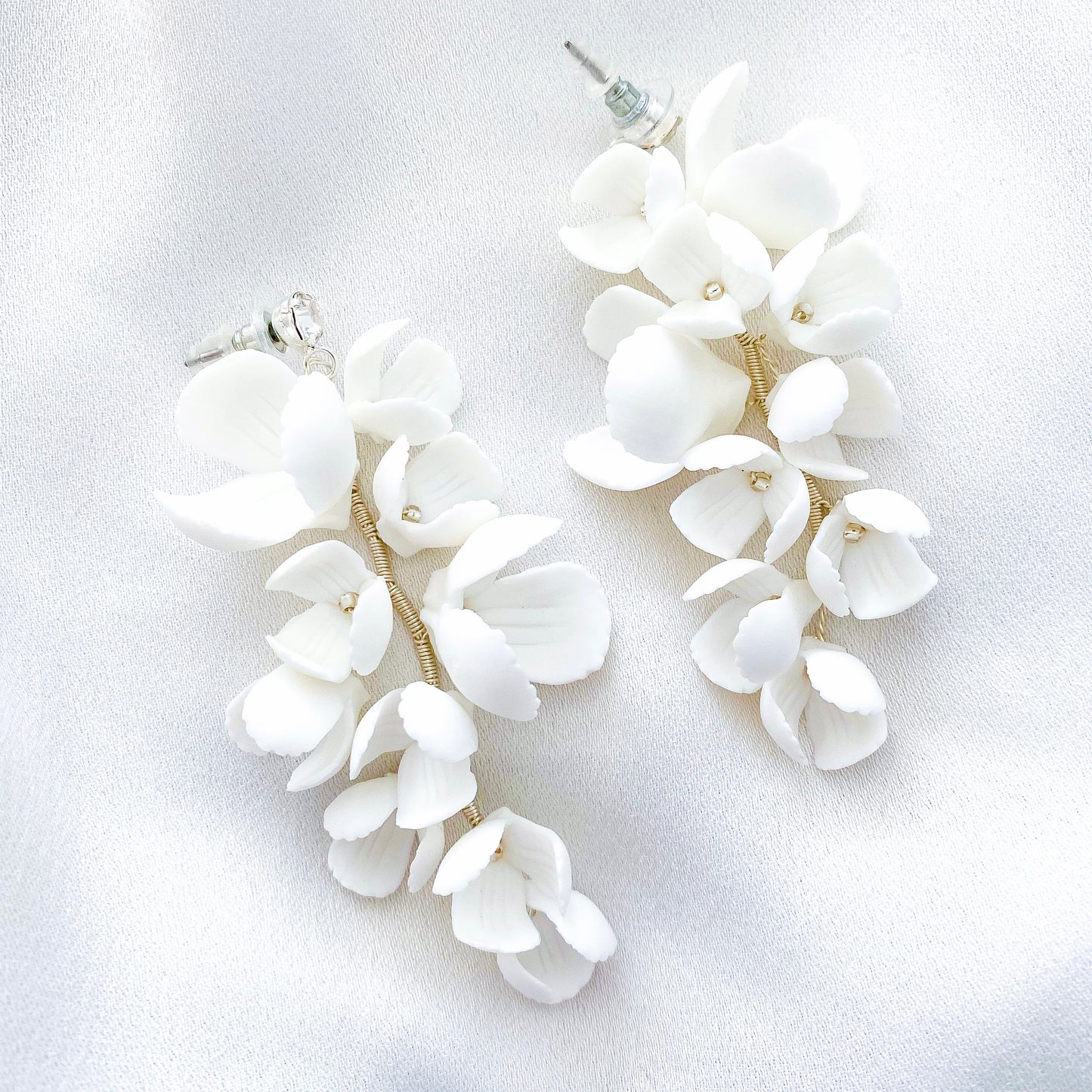 Large Magnolia Porcelain Drop Statement Earrings