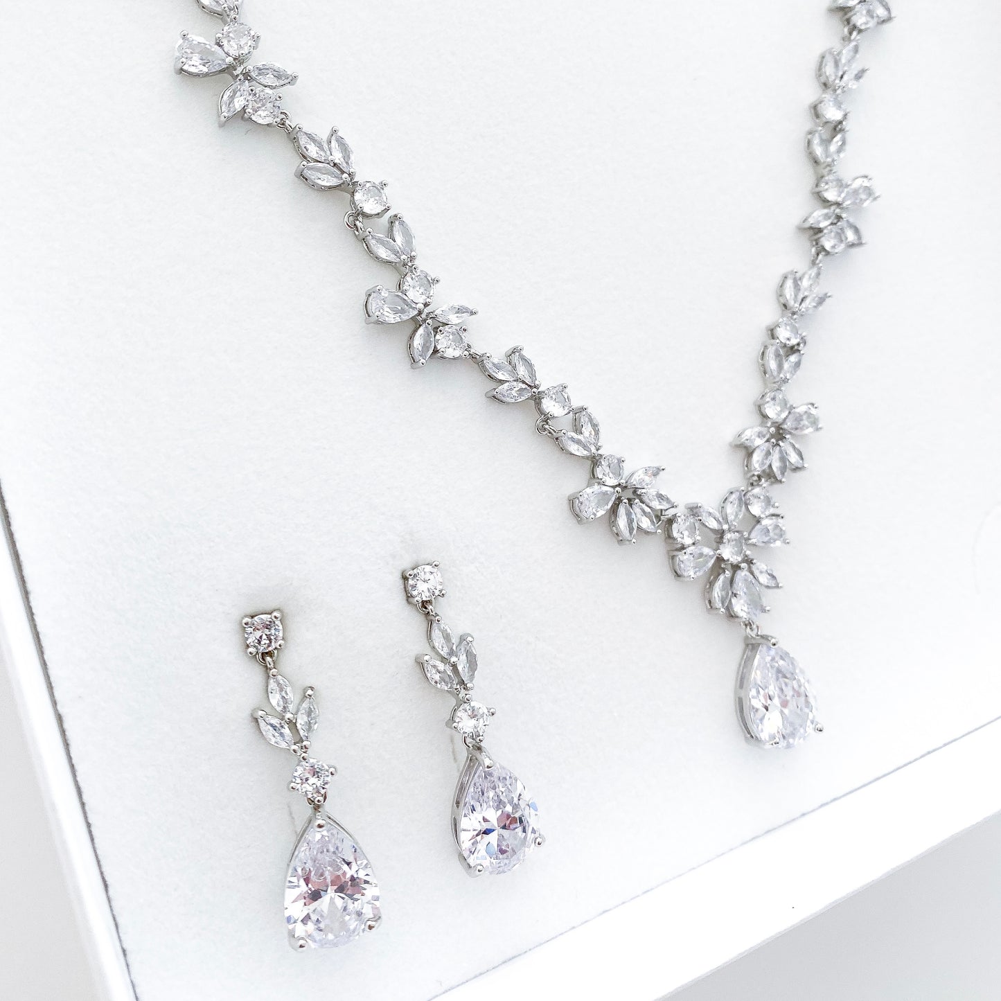 Always Crystal Flower Necklace and Earring Set