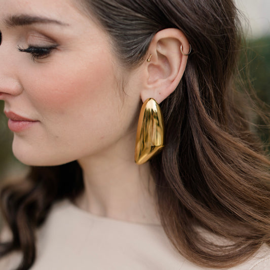 Slim Gold Triangle Statement Earrings