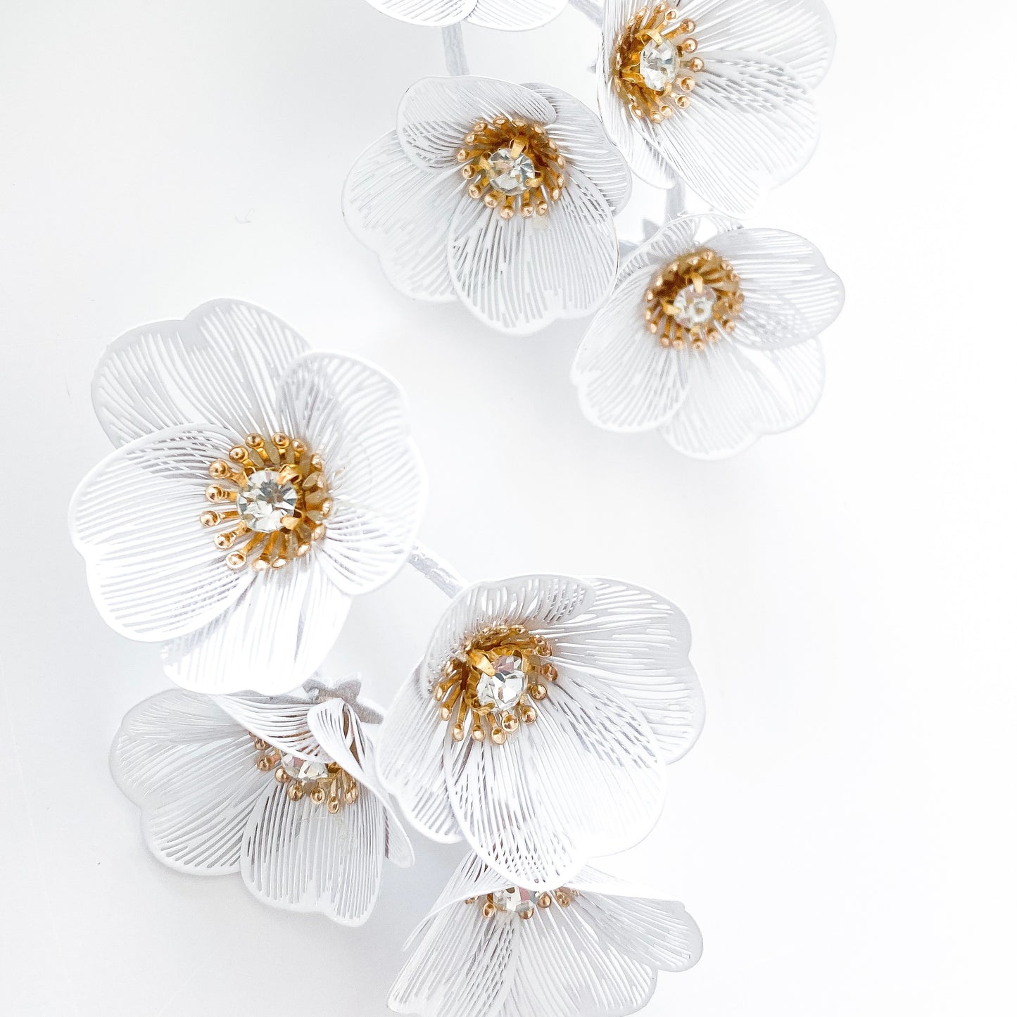 Large Statement White Flower Earrings