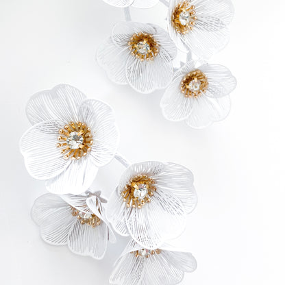 Large Statement White Flower Earrings