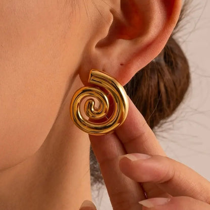 Spiral Gold Statement Earrings