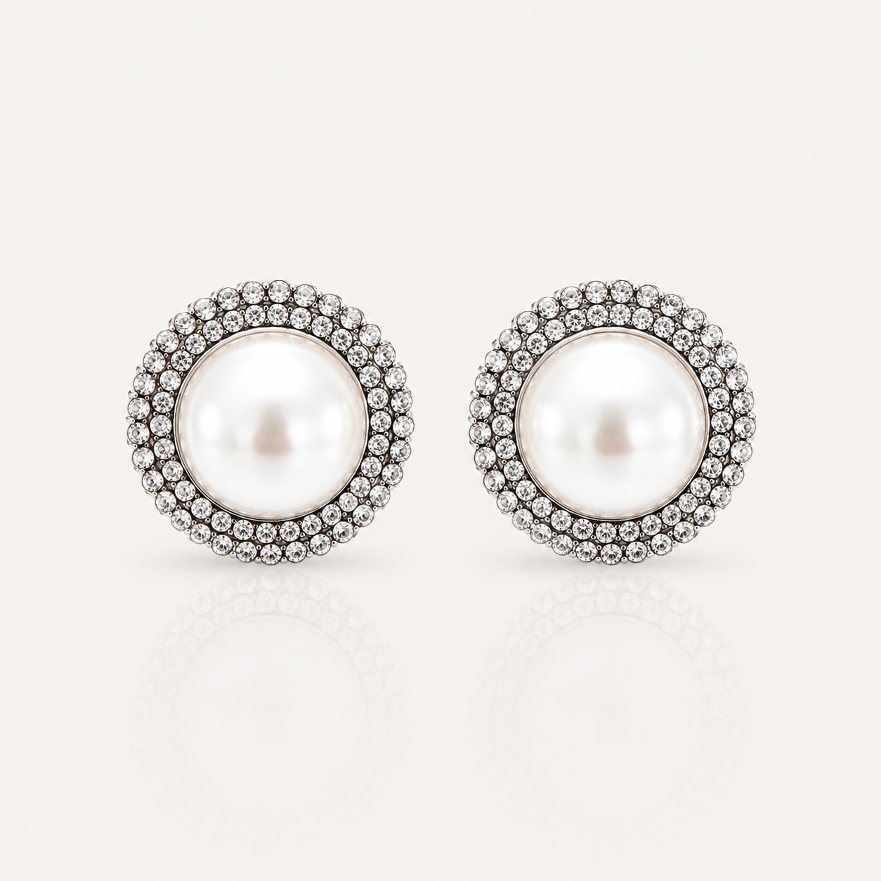 Pearl Silver Statement Stud Earrings | Bridal, Prom & Occasion Earrings