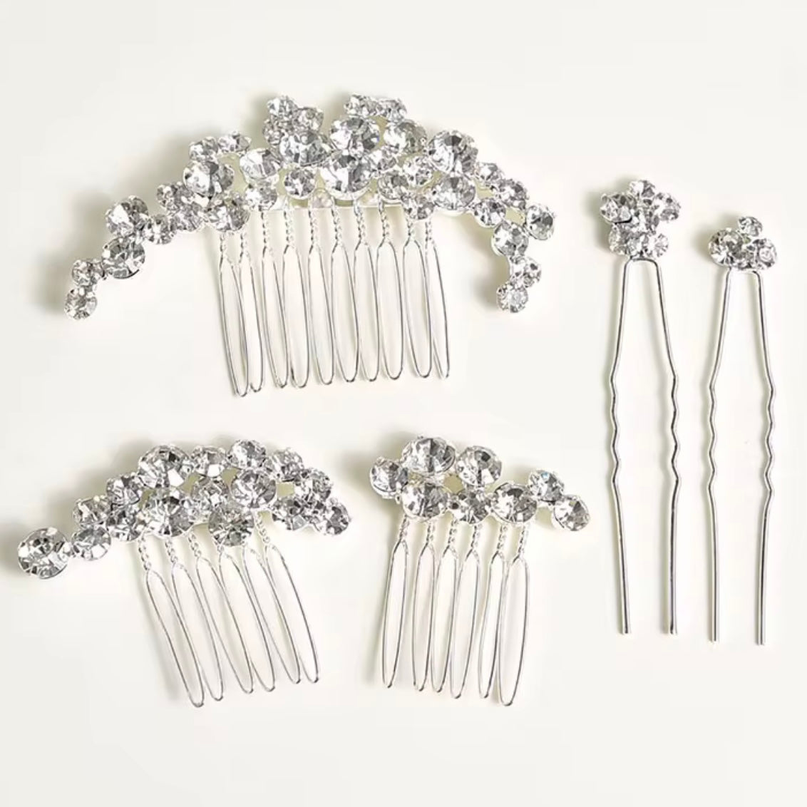 Bridal Rhinestone Hair Comb & Pins Set – Glamorous Wedding Hair Accessories