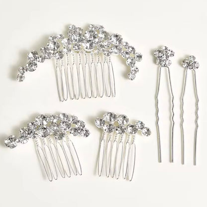 Bridal Rhinestone Hair Comb & Pins Set – Glamorous Wedding Hair Accessories