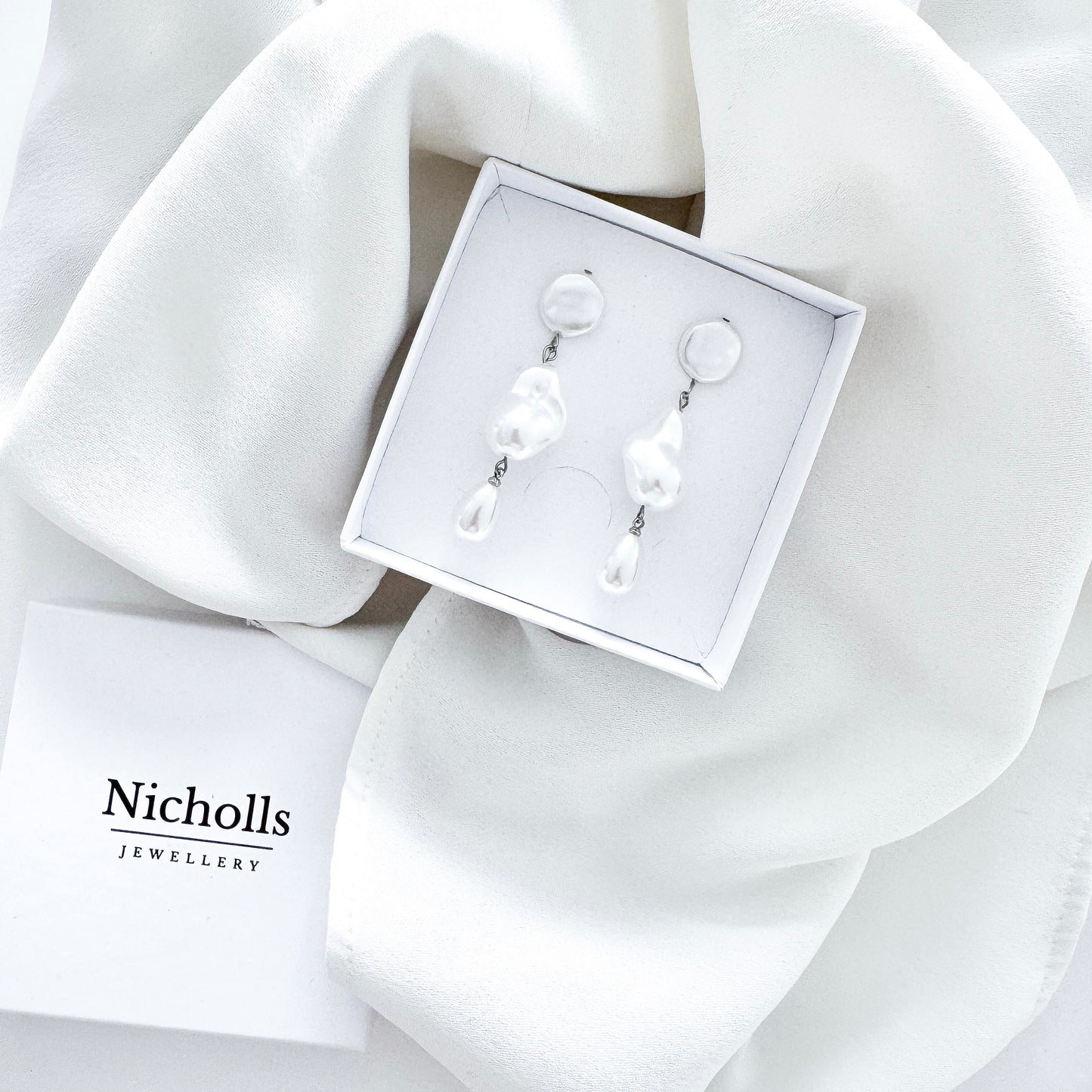 Imitation Pearl Silver Cloud Dreamer Statement Earrings